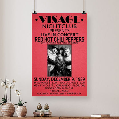 RED HOT CHILI PEPPERS REPLICA 1989 CONCERT POSTER Size 24''x36''