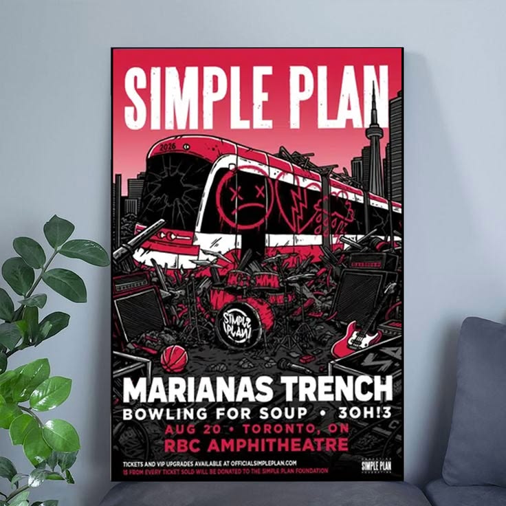Simple Plan Toronto Concert Poster, RBC Amphitheatre Show Print, Pop Punk Wall Art, Alternative Rock Fan Gift Decor