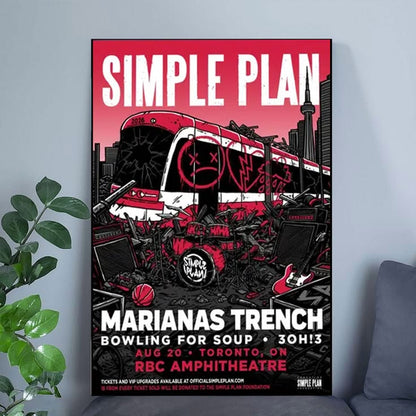 Simple Plan Toronto Concert Poster, RBC Amphitheatre Show Print, Pop Punk Wall Art, Alternative Rock Fan Gift Decor