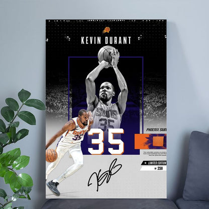 Basketball Superstar Kevin Durant Signed Poster For Kids Fans Room Bedroom Wall Decor-Sports Star Posters Canvas Art Print Picture Size 24''x36''