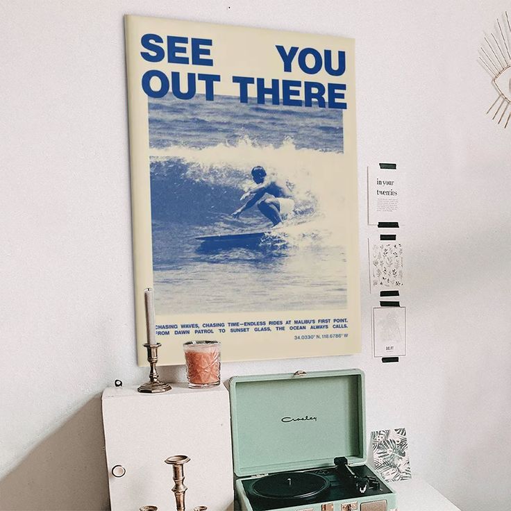 Vintage Surfing Poster, Malibu First Point Surf Art Poster Full Size 24''x36''