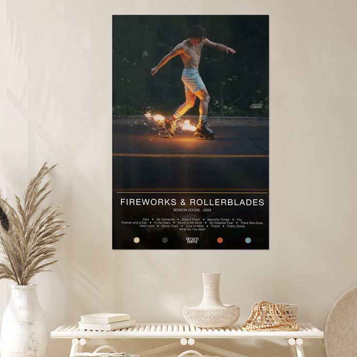 Music Poster Benson Boone  Fireworks & Rollerblades Retro Style - Size 24''x36''