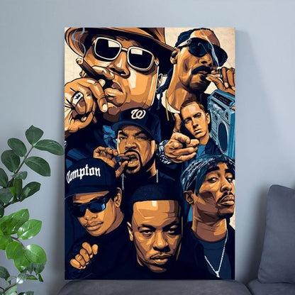 Music Poster - Hip Hop, American Rapper Music - Vintage Style - Size 24x36