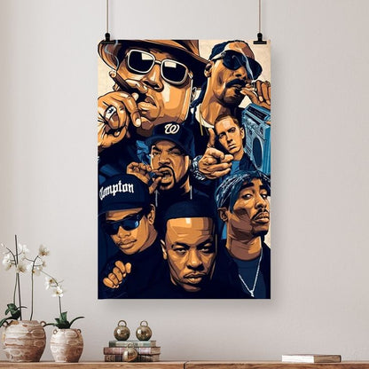 Music Poster - Hip Hop, American Rapper Music - Vintage Style - Size 24x36