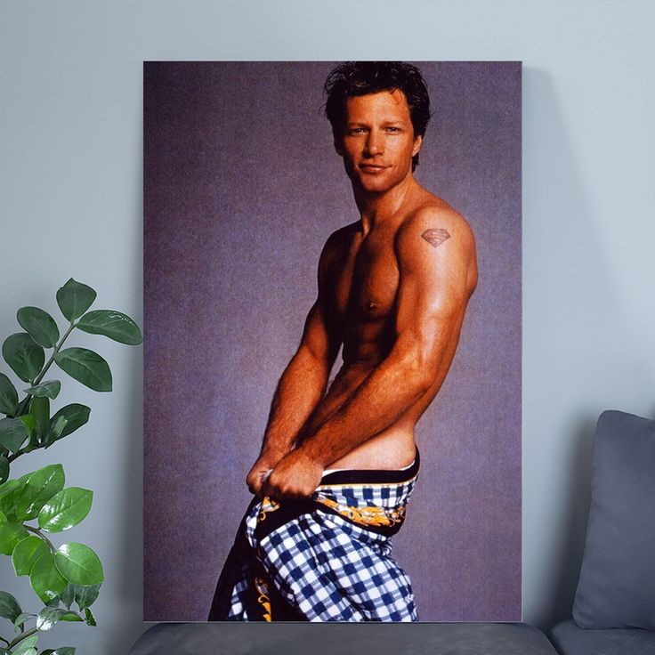 Posterazzi Jon Bon Jovi Nude With Blanket Around Waist Photo Print Size 24''x36''