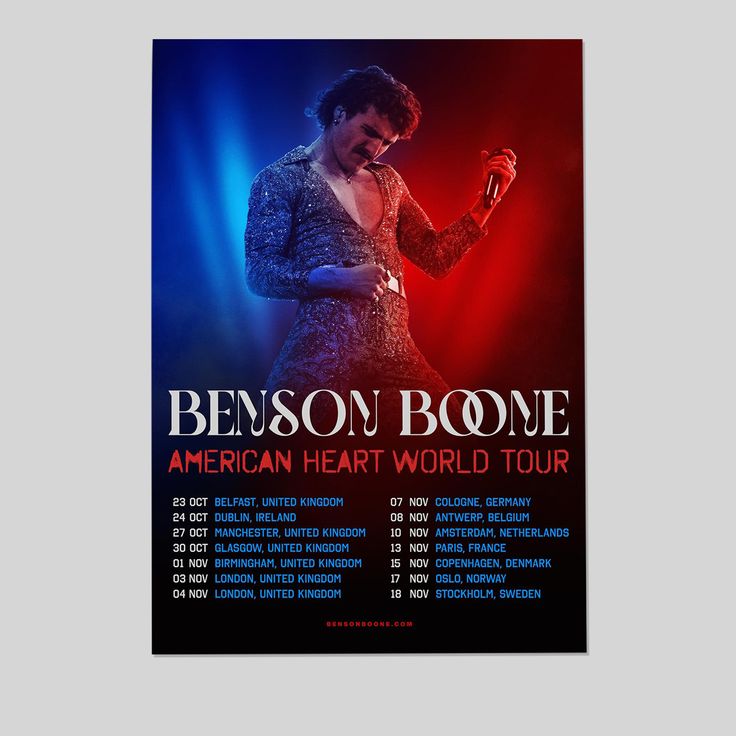 Benson Boone's World Tour is Coming to the UK in Autumn 2025 Poster Size 24''x36''