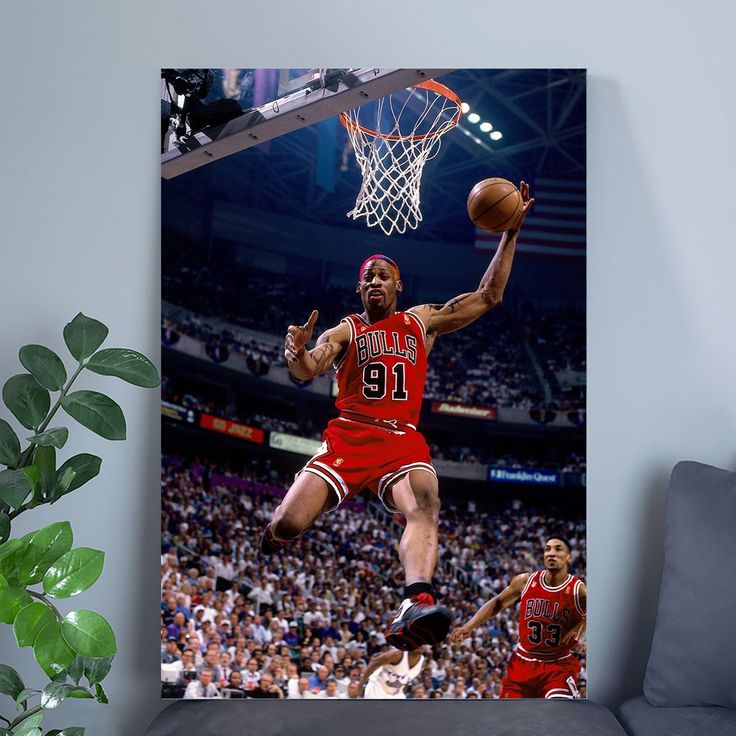 Dennis Rodman Basketball Star Poster Canvas Art And Wall Art Picture Print Modern Size 24''x36''