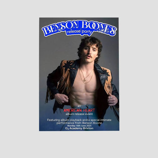 Music Poster Benson Boone American Heart 2025 Album Release Tour London Poster