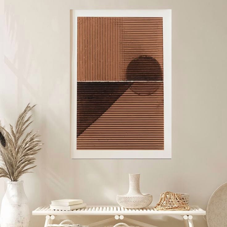 Brown Abstract Poster, Minimalist Geometric Wall Art Poster Full Size 24''x36''