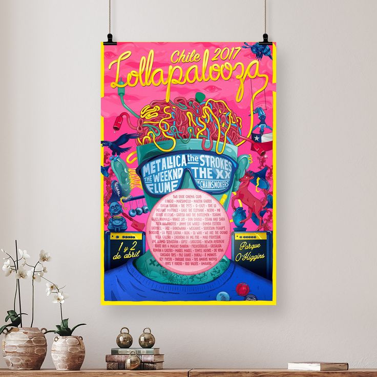 Music Poster - Lollapalooza Tour 2017 Poster - Vintage Style - Size 24x36