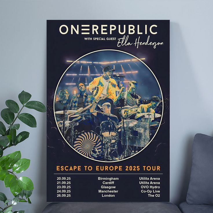 ONE REPUBLIC Escape To Europe 2025 UK Arena Poster - Wall Decor. No Frame Retro Style - Size 24''x36''