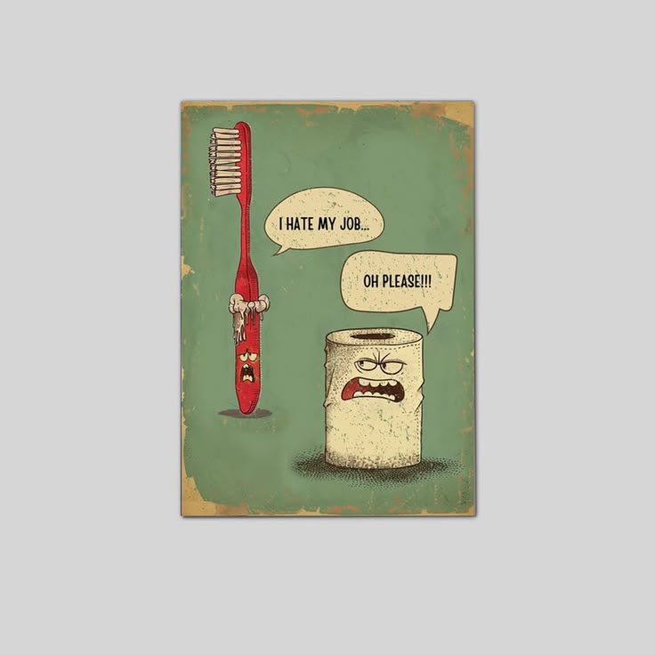 Bathroom Decor Poster- Toothbrush vs Toilet Paper Art Poster Full Size 24''x36''