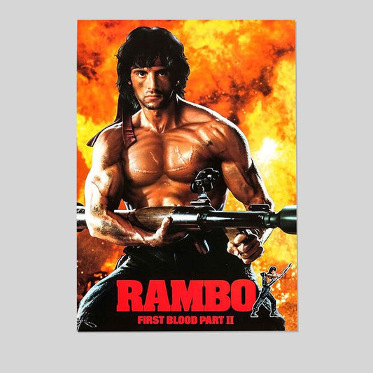 Rambo First Blood Part 2 II Retro Vintage 80s Movie Theater Decor Retro Style - Size 24''x36''