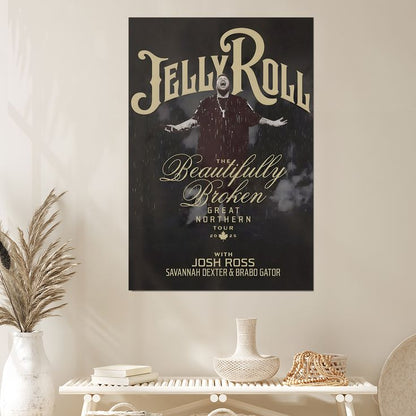 JELLY ROLL The Beautifully Broken Great Northern 2025 Tour Poster - Wall Decor Size 24''x36''