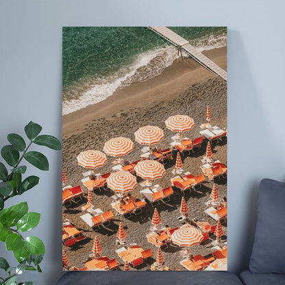 Vintage Poster - Amalfi Coast Umbrellas – Retro Glam Summer Poster- Size 24x36