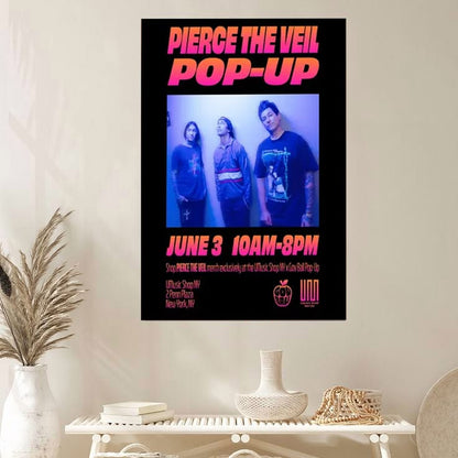 Pierce The Veil Pop-Up Poster, Band Merch Event Poster, Concert Promotion Print, Alternative Rock Wall Art, Music Shop NYC Poster