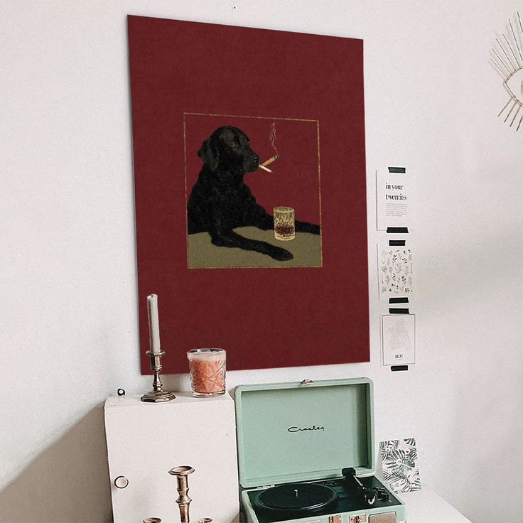 Retro Smoking Dog Poster Full Size 24''x36''