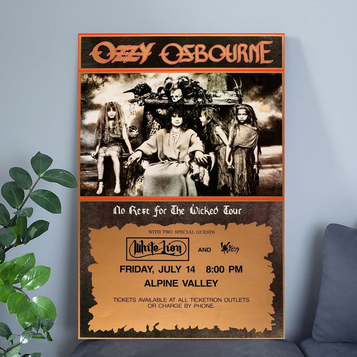 Poster Black Sabbath Ozzy No Rest for the Wicked Tour Concert Live Classic Rock Size 24''x36''