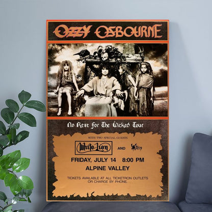 Poster Black Sabbath Ozzy No Rest for the Wicked Tour Concert Live Classic Rock Size 24''x36''