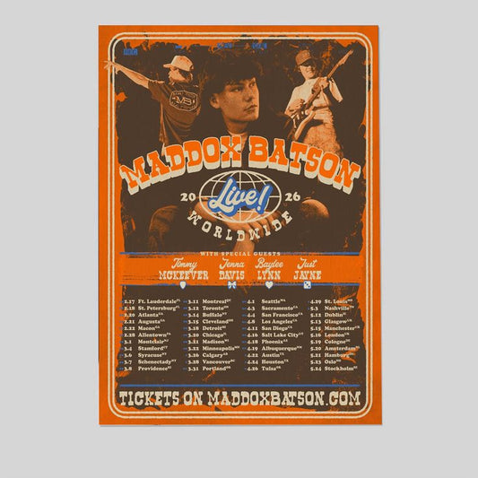 Maddoxbatson Live! Worldwide Tour 2026 Poster Full Size 24''x36''