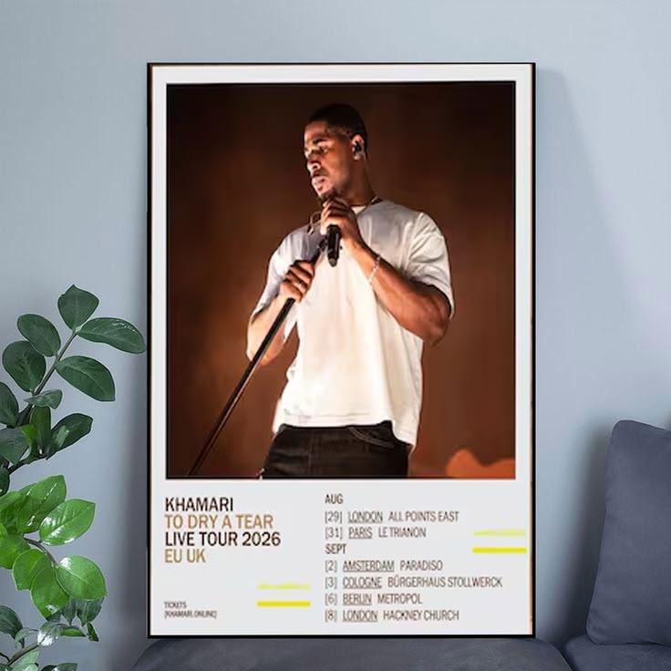 Khamari To Dry A Tear Live Tour 2026 Poster, R&B Concert Print, Music Tour Dates Wall Art, Modern Artist Poster Decor