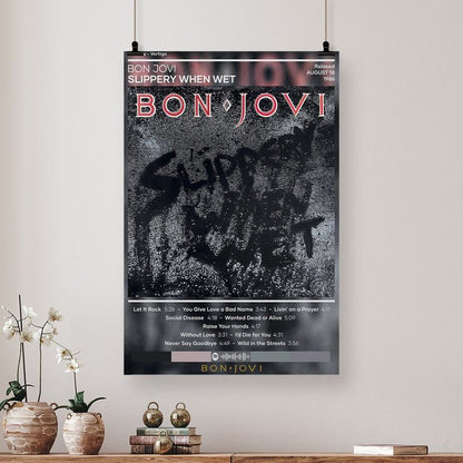 Bon Jovi Poster Slippery When Wet Poster Rock Music Poster Album Cover Poster Size 24''x36''
