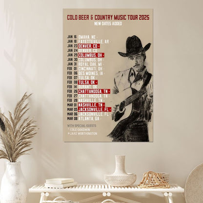 Music Poster- Zach Top - Tour 2025 Poster - Vintage Style - Size 24x36