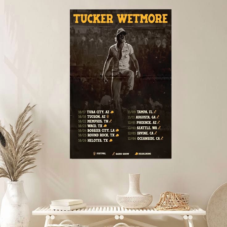Tucker Wetmore – The Brunette World Tour 2025 Poster Size 24''x36''