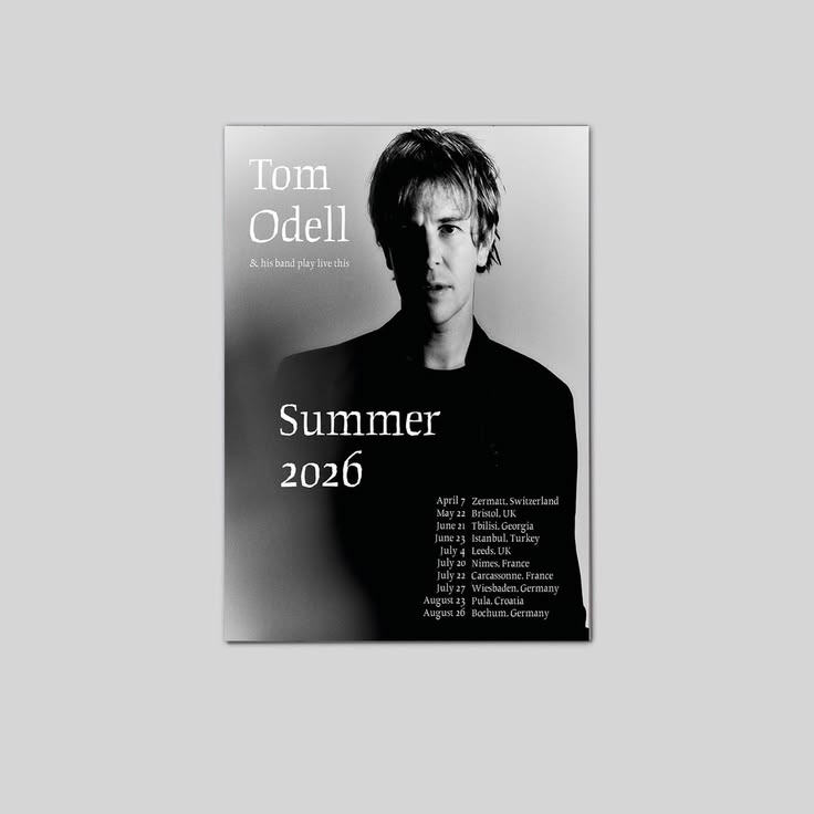 Music Poster Tom Odell this Summer 2026 Size 24''x36''