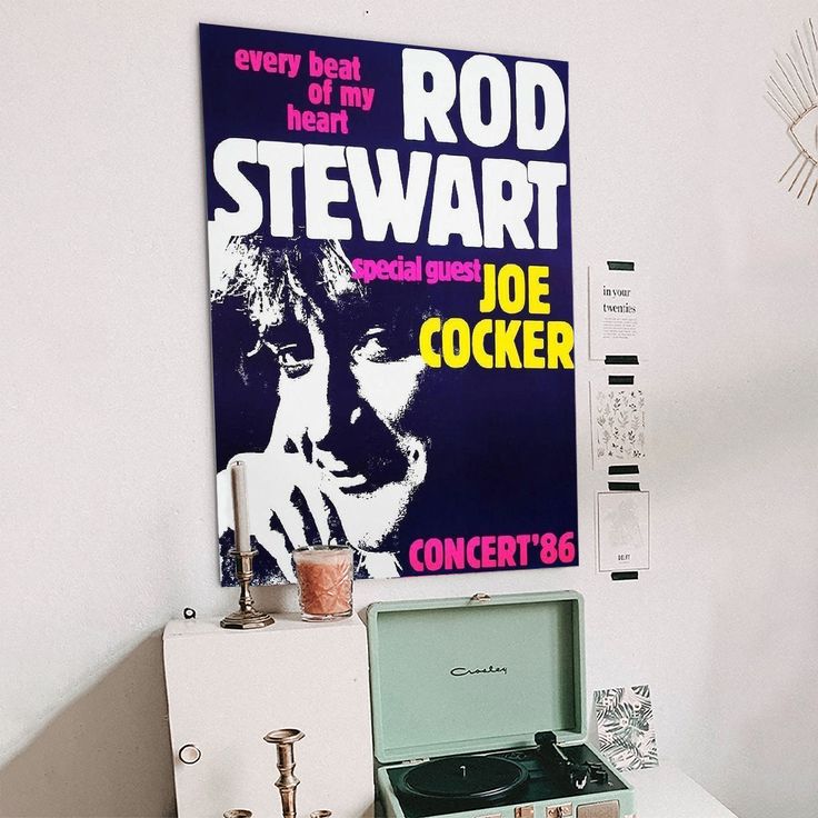 1986 ROD STEWART CONCERT POSTER WALL ART PRINT WITH JOE COCKER BERLIN GERMANY Size 24''x36''