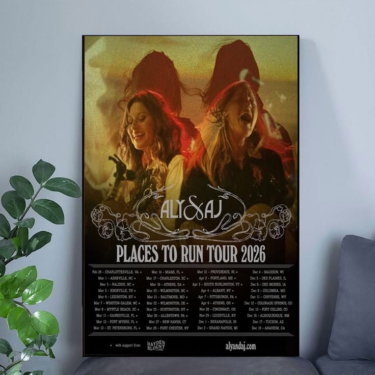 Aly and AJ Tour Poster, Places To Run Tour 2026 Wall Art, Indie Pop Music Print, Concert Poster, Modern Music Room Decor