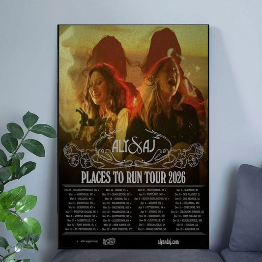 Aly and AJ Tour Poster, Places To Run Tour 2026 Wall Art, Indie Pop Music Print, Concert Poster, Modern Music Room Decor