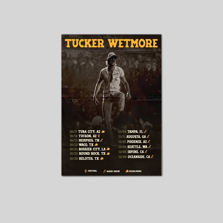 Tucker Wetmore – The Brunette World Tour 2025 Poster Size 24''x36''