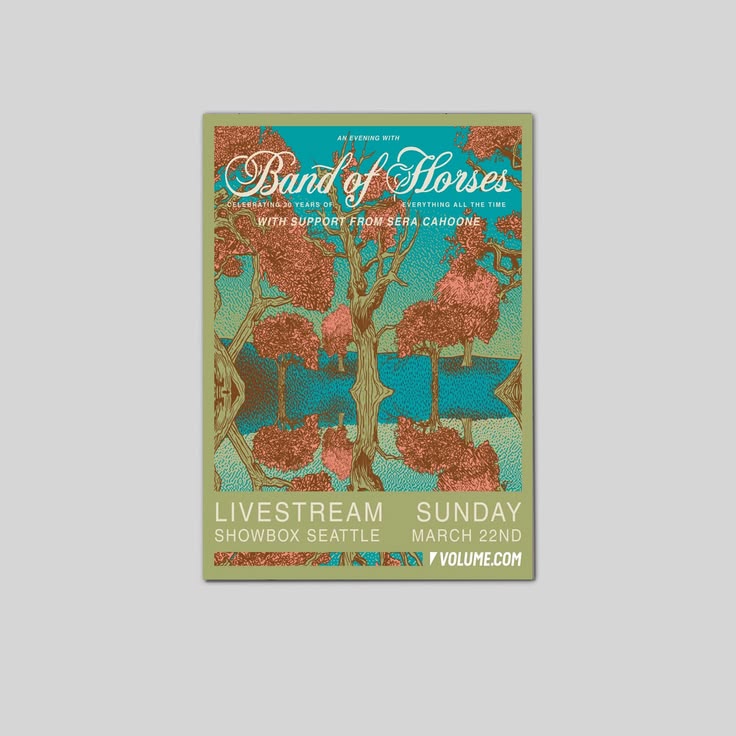 Band Of Horses 20th Anniversary 2026 Tour Poster Size 24''x36''