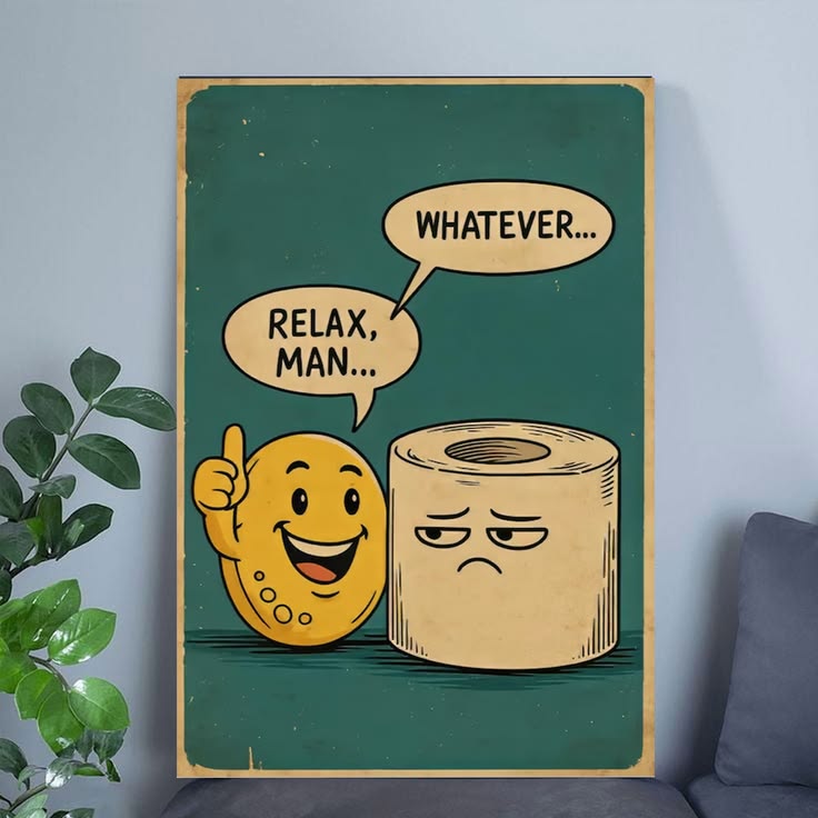 Bathroom Wall Art Poster, Relax Man Whatever Toilet Paper Poster Full Size 24''x36''