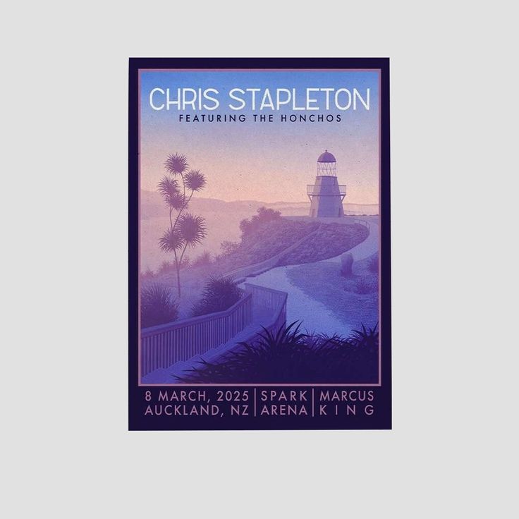 Music Poster Chris Stapleton Tour 2025 Spark Arena In Auckland Retro Style - Size 24''x36''