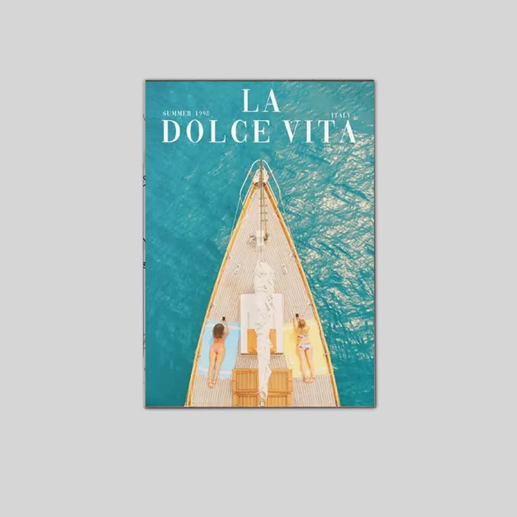 A DOLCE VITA Poster, Retro Boat Sailing in Summer Poster Full Size 24''x36''