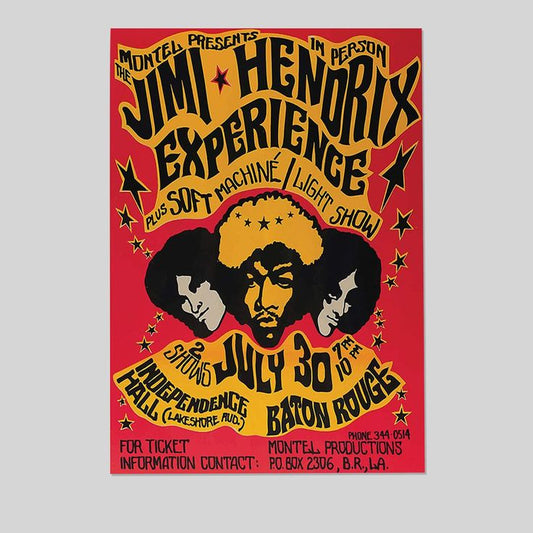 Jimi Hendrix Vintage Wall Art Print - Great Home Decor for Bedroom, Den or Office Size 24''x36''