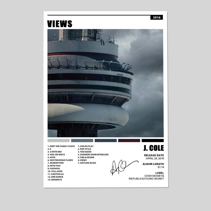 DRAKE Poster VIEWS Album Canvas Poster Unframe Size 24''x36''