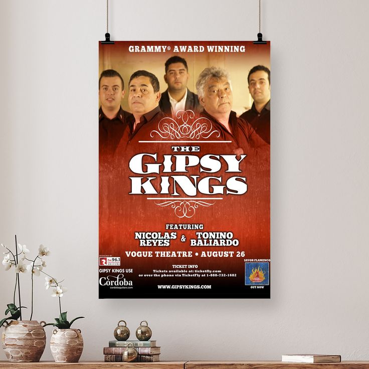 Music Poster GIPSY KINGS 2016 VANCOUVER CONCERT TOUR POSTER Retro Style - Size 24''x36''
