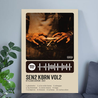 Music Poster Eladio Carrion SEN2 KBRN, VOL. 2 5 Canvas Poster Bedroom Decoration Landscape Retro Style - Size 24''x36''
