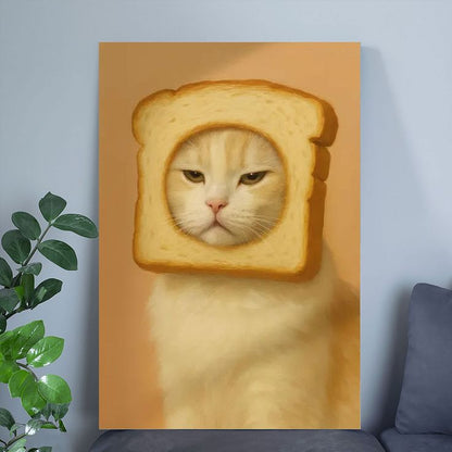Home Decor- Bread Face Cat Art Poster Size 24''x36''