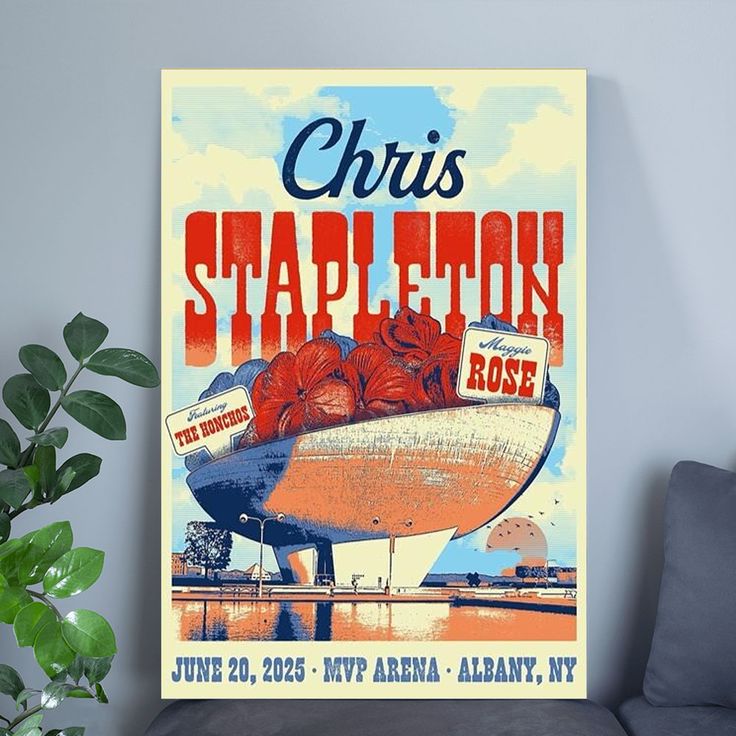 Music Poster Chris Stapleton Jun 20 2025 MVP Arena Albany NY Tour Poster Retro Style - Size 24''x36''