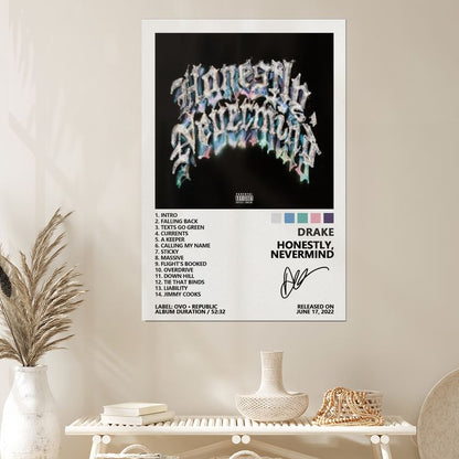 Drake Poster Honestly, Nevermind Music Album Cover Poster Posters Size 24''x36''