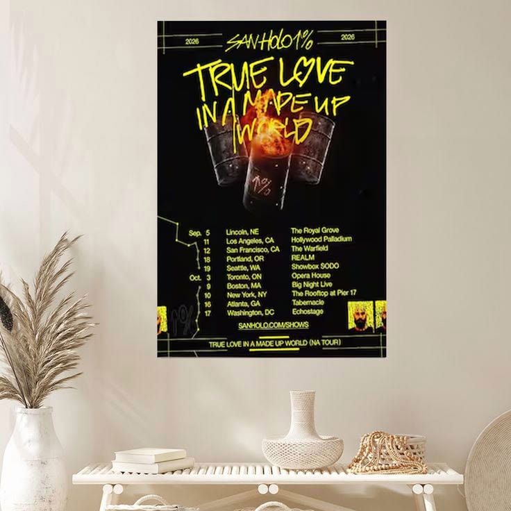 San Holo True Love In A Made Up World Poster, EDM Tour Poster Print, Electronic Music Wall Art, DJ Concert Decor Gift