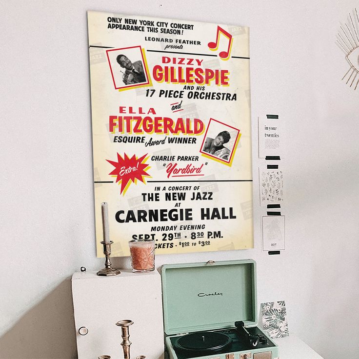 Dizzy Gillespie, Ella Fitzgerald, Charlie Parker poster - Carnegie Hall - 1947 Size 24''x36''
