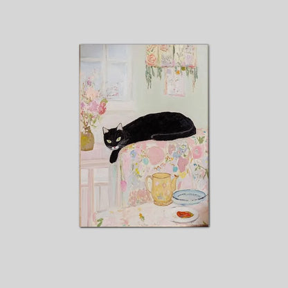 Black Cat Wall Art, Vintage Style Poster Full Size 24''x36''