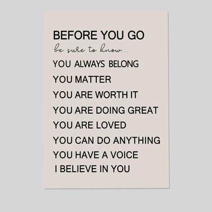Before You Go Motivational Print – Positive Affirmation Wall Art for Kids, Teens, or Students Retro Style - Size 24''x36''