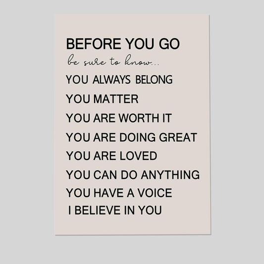 Before You Go Motivational Print – Positive Affirmation Wall Art for Kids, Teens, or Students Retro Style - Size 24''x36''