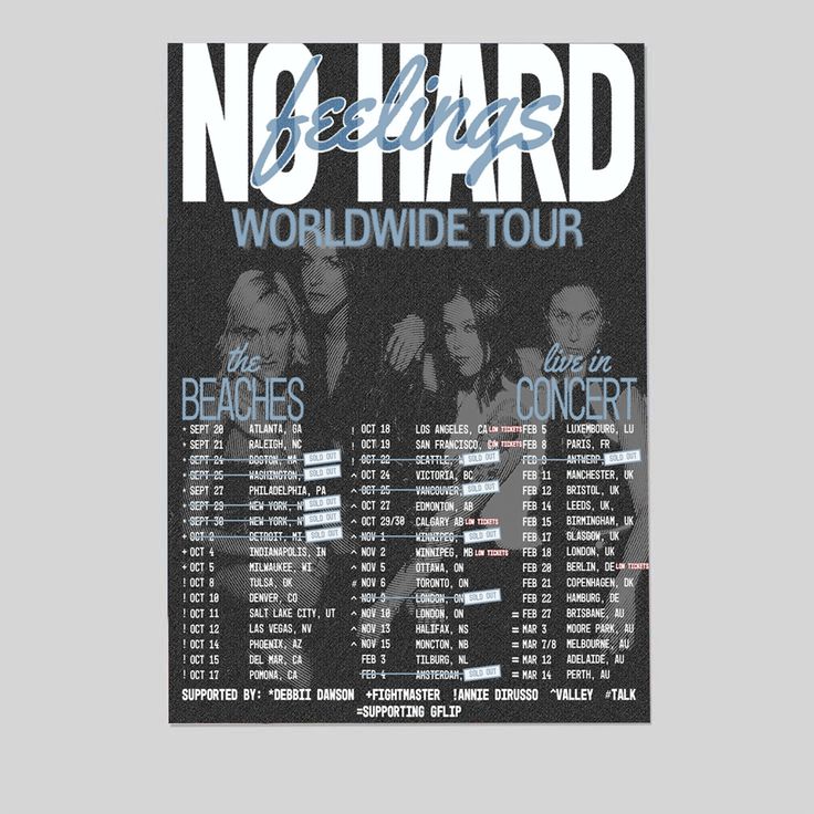 The Beaches No Hard Feeling  Worldwide Tour 2025 Size 24''x36''